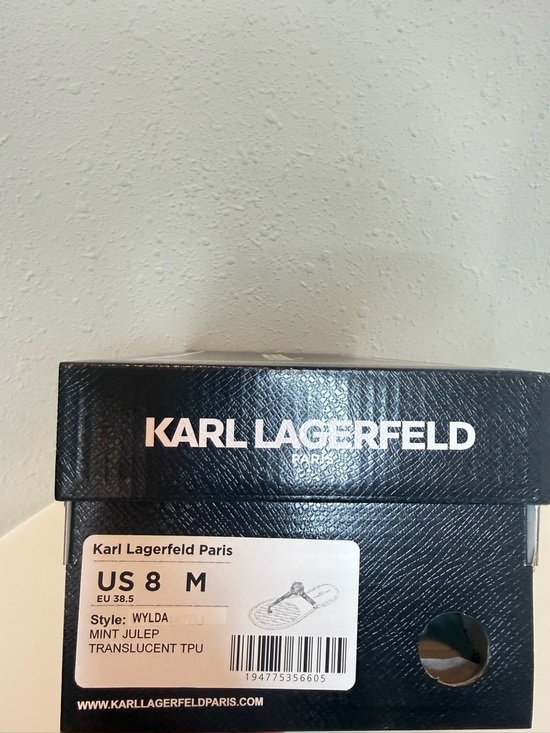 Karl Lagerfeld Wylda Mint Clear Women's Jelly Sandals Size 8 NIB